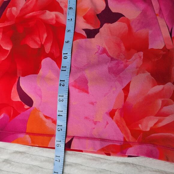 T By Talbots Floral Skort XS Pink Red Cotton Stretch Lined Pockets Retro Artsy - Picture 7 of 10
